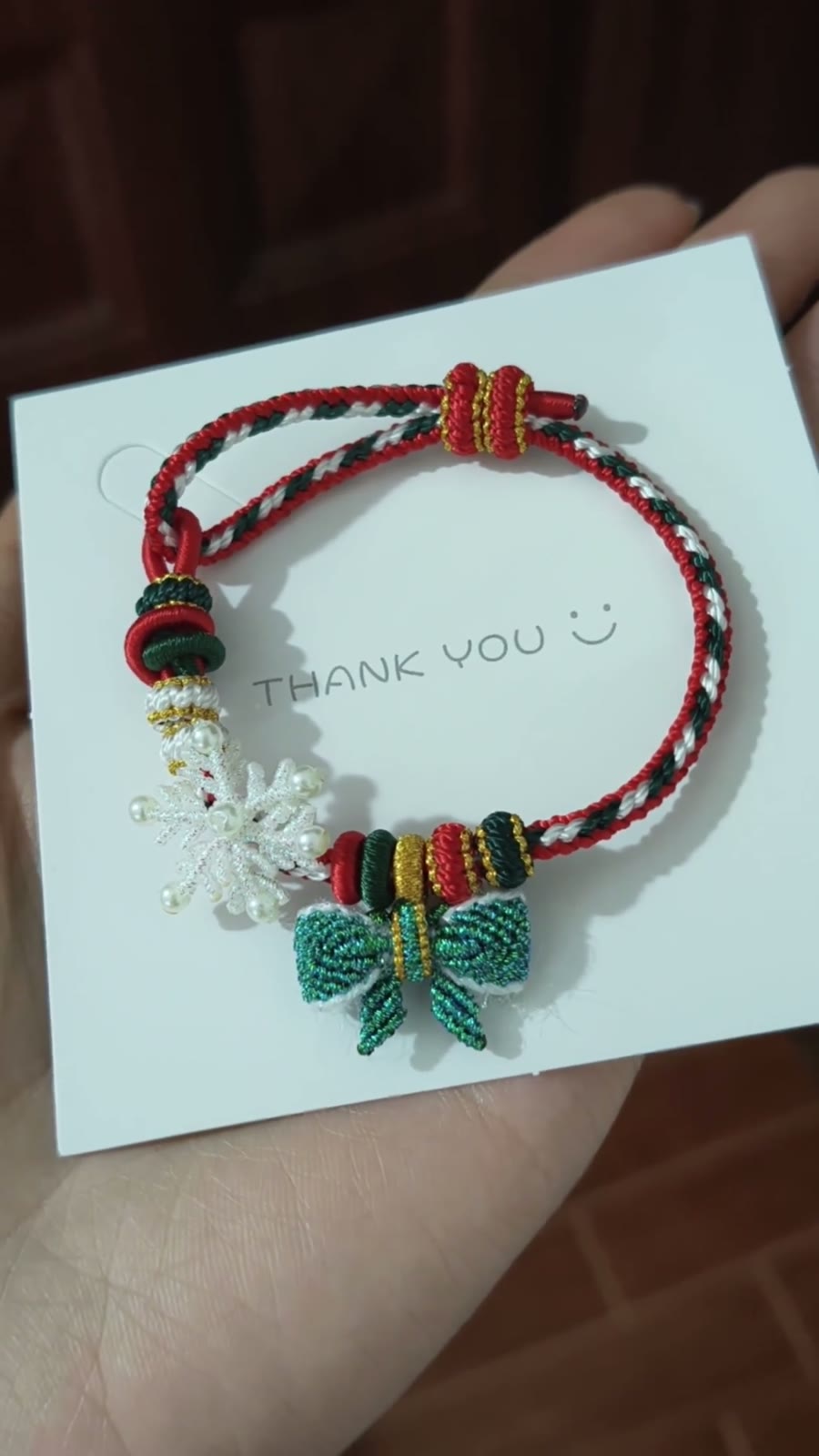 Braccialetto Natale Cordino Intrecciato a Mano Rosso Verde