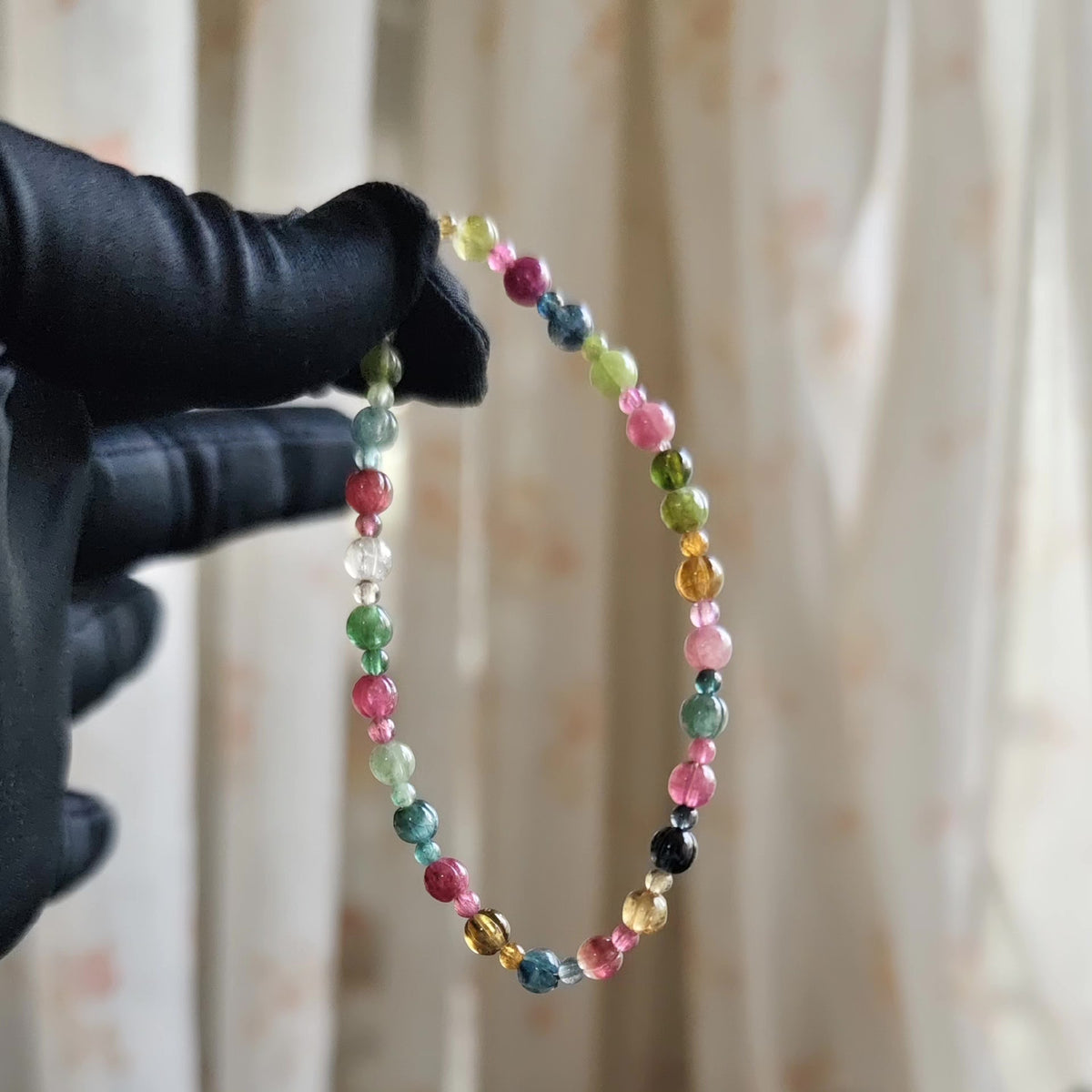 Natural Tourmaline Pumpkin Bead Bracelet 4.9mm