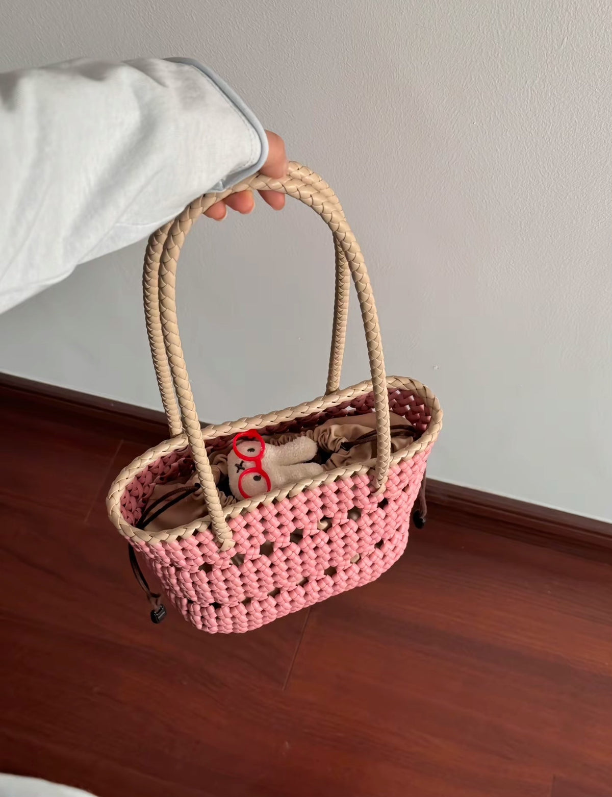 Sakura Pink Handwoven Macrame Tote Bag