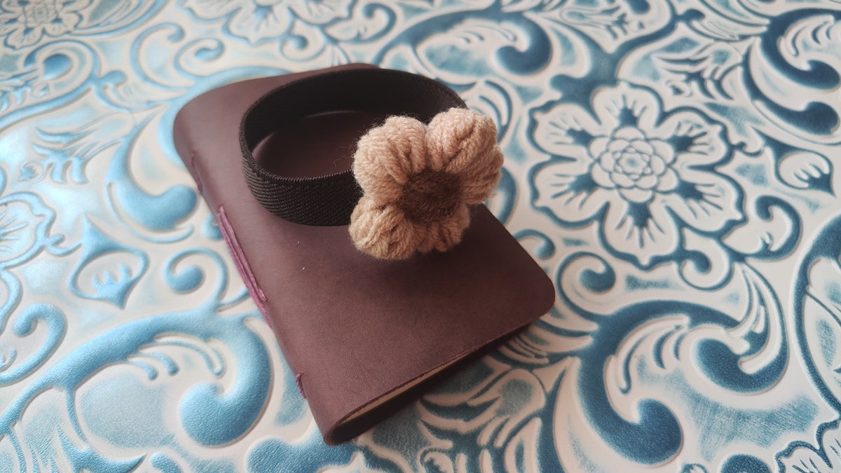 Purple Leather Journal with Crocheted Flower