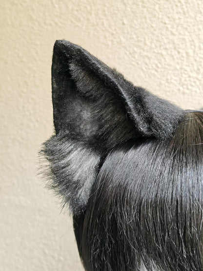 Black and Gray Wolf Ear Headpiece for Cosplay
