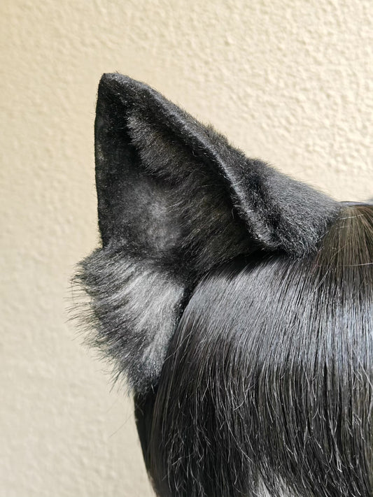 Black and Gray Wolf Ear Headpiece for Cosplay