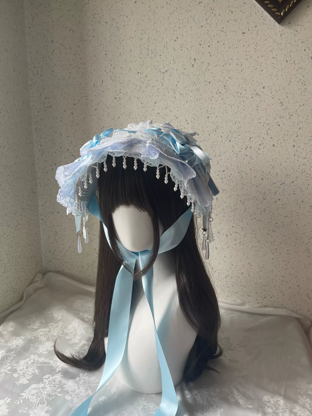 Babyblauw Kant Lolita BNT Flat Bonnet