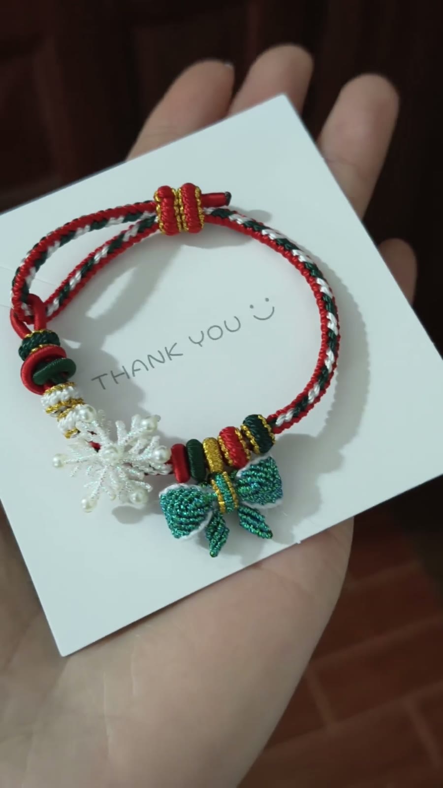 Braccialetto Natale Cordino Intrecciato a Mano Rosso Verde