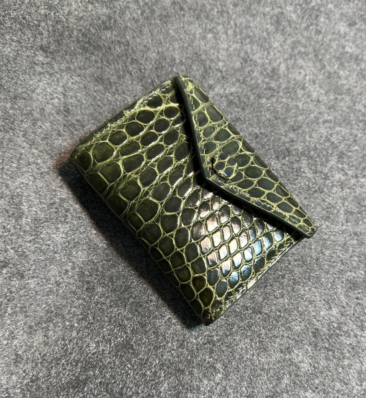 Handmade Bifold Key Case Green Crocodile Leather