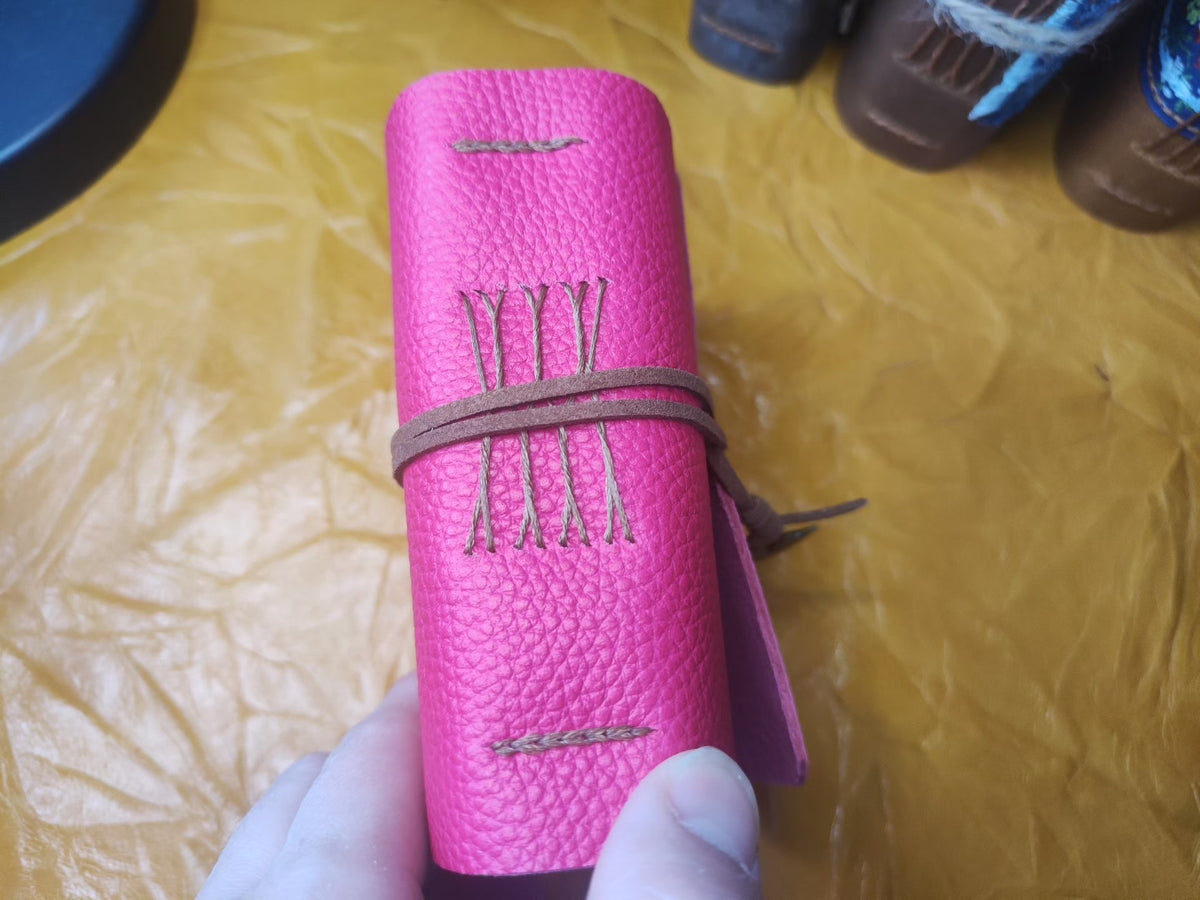 Pink Leather Journal with Mixed Paper Pages
