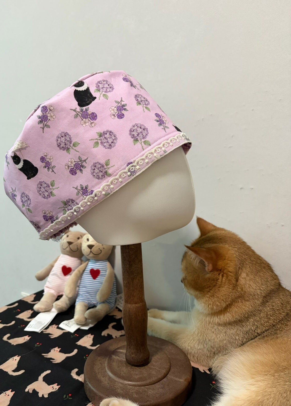 Pure Cotton Hydrangea Cat Surgical Cap