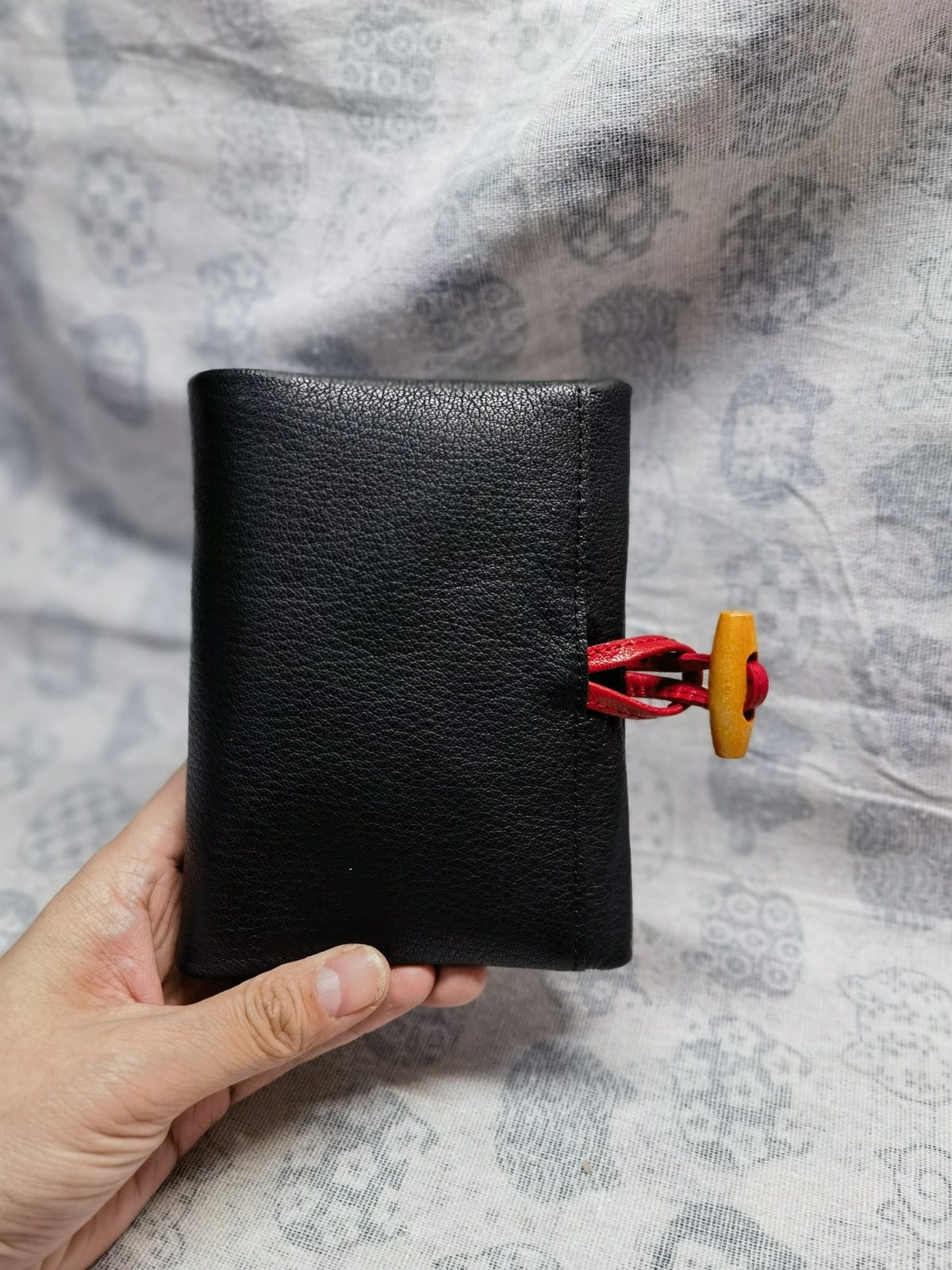 A7 Black Goatskin Toggle Ring Binder Notebook