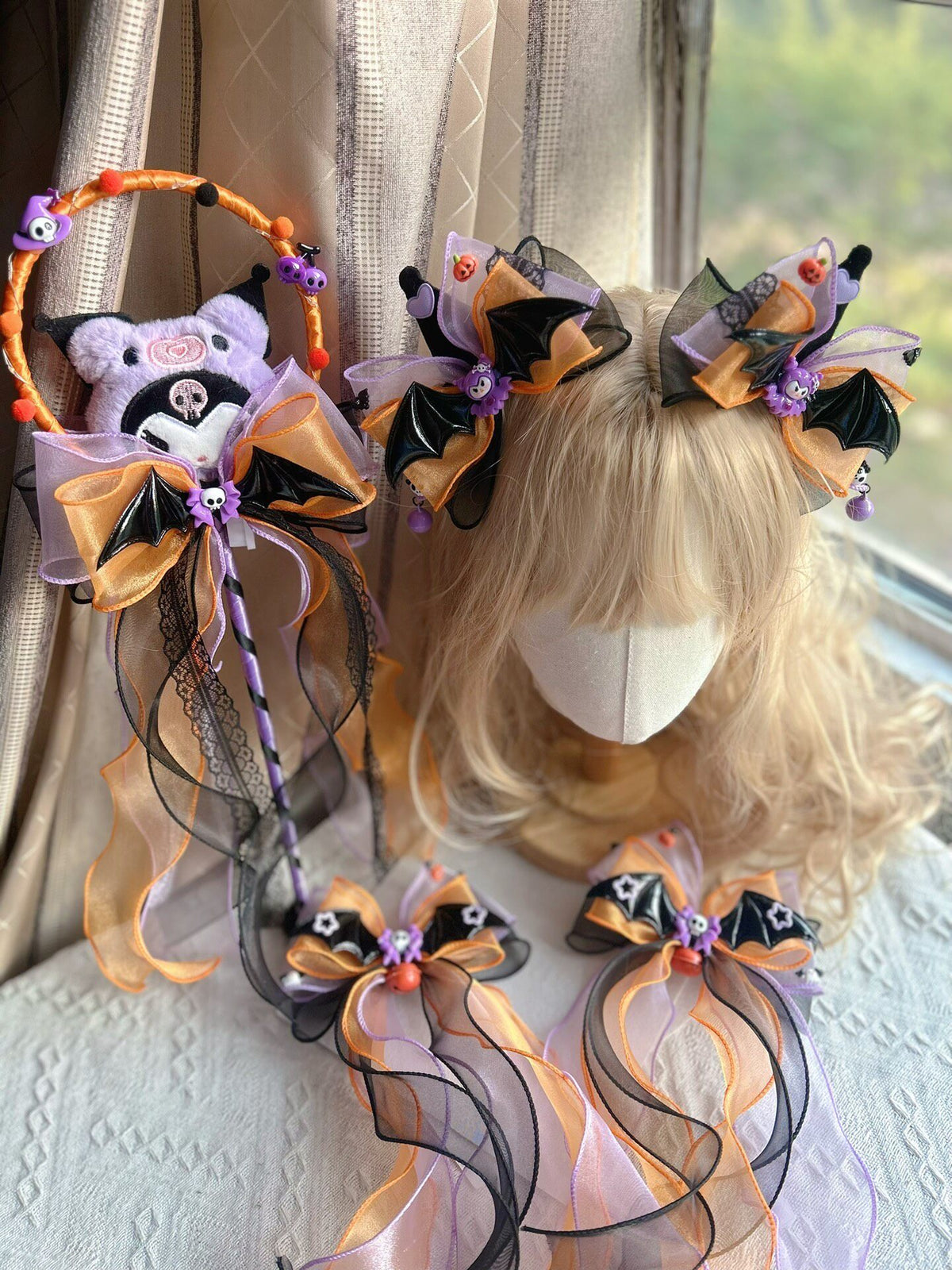 Halloween Hair Accessories Set with Light-Up Wand