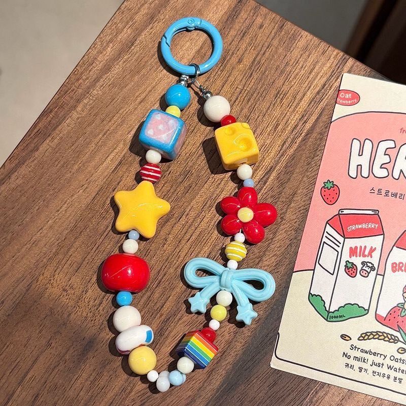 Beaded Phone Charm with Cheese Bead
