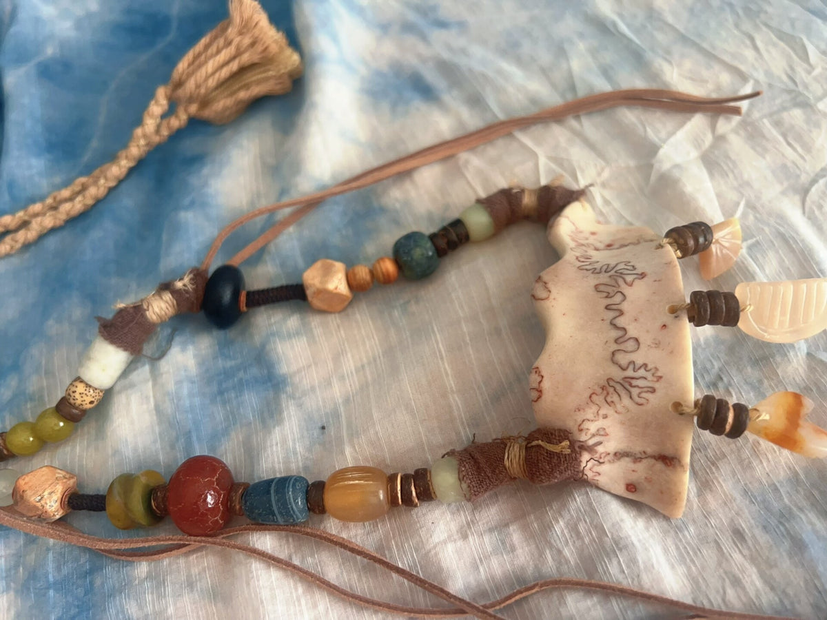 Handcrafted Jade Pendant Necklace with Agate Charms