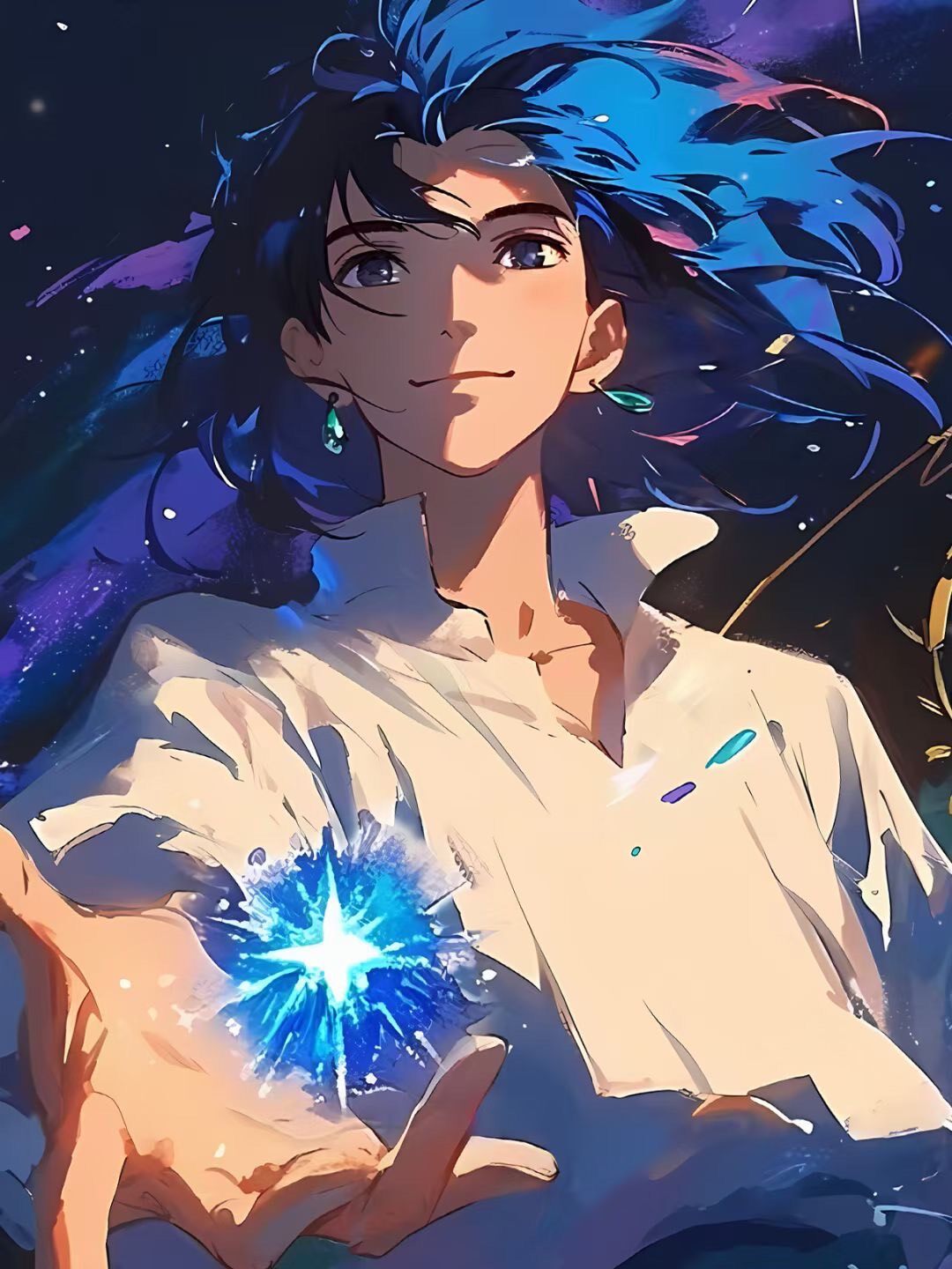 Framed Anime Art Cosmic Blue Character