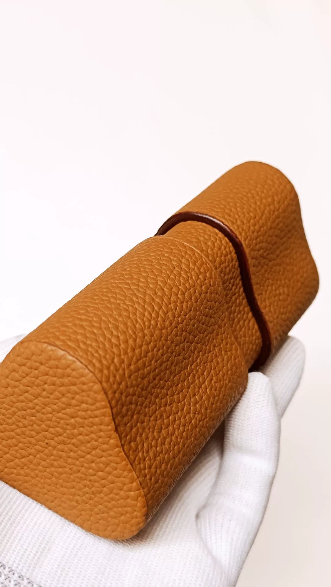 Caramel Togo Leather Triangular Cigar Case