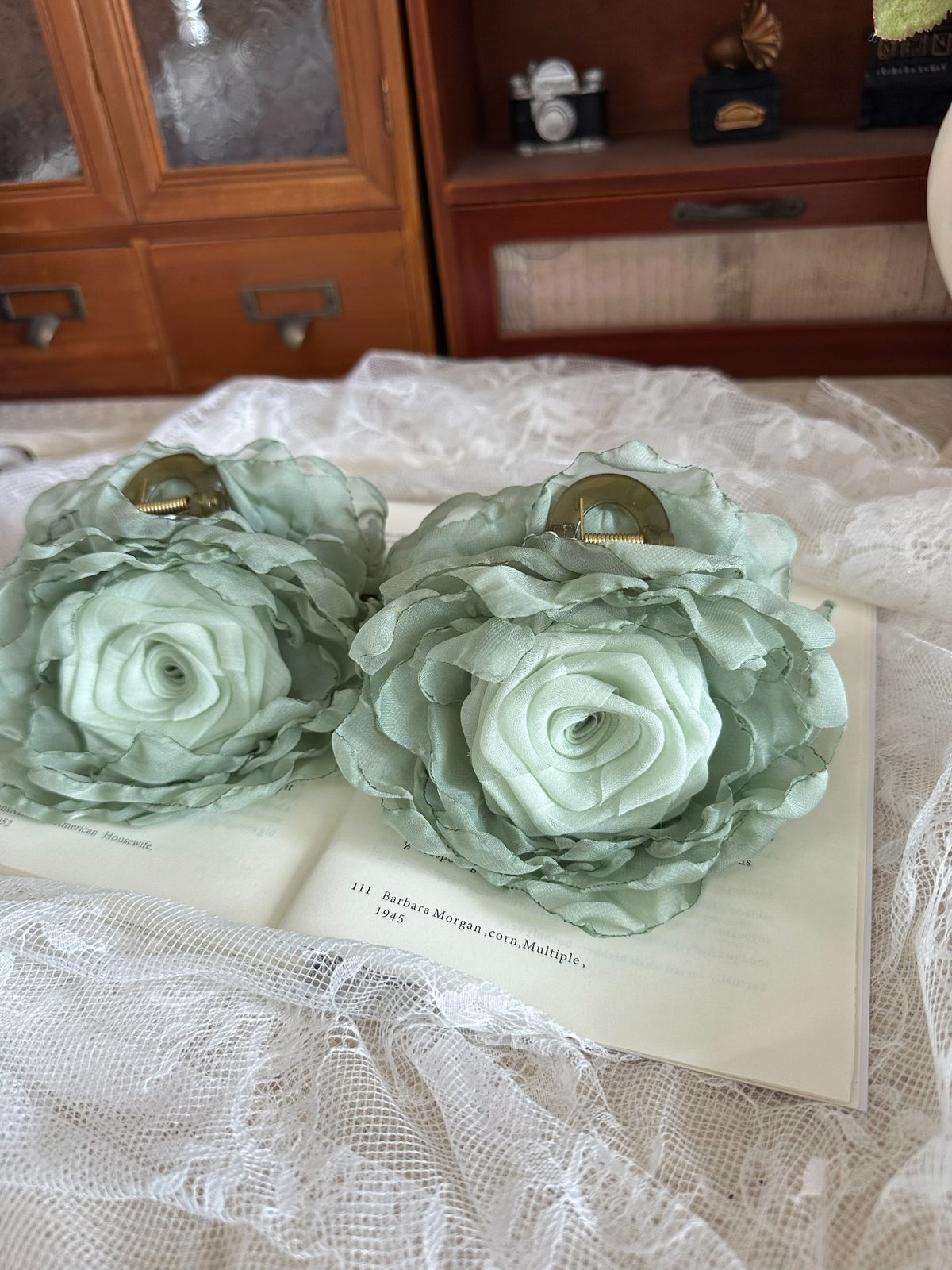 Handmade Fabric Rose Hair Clip
