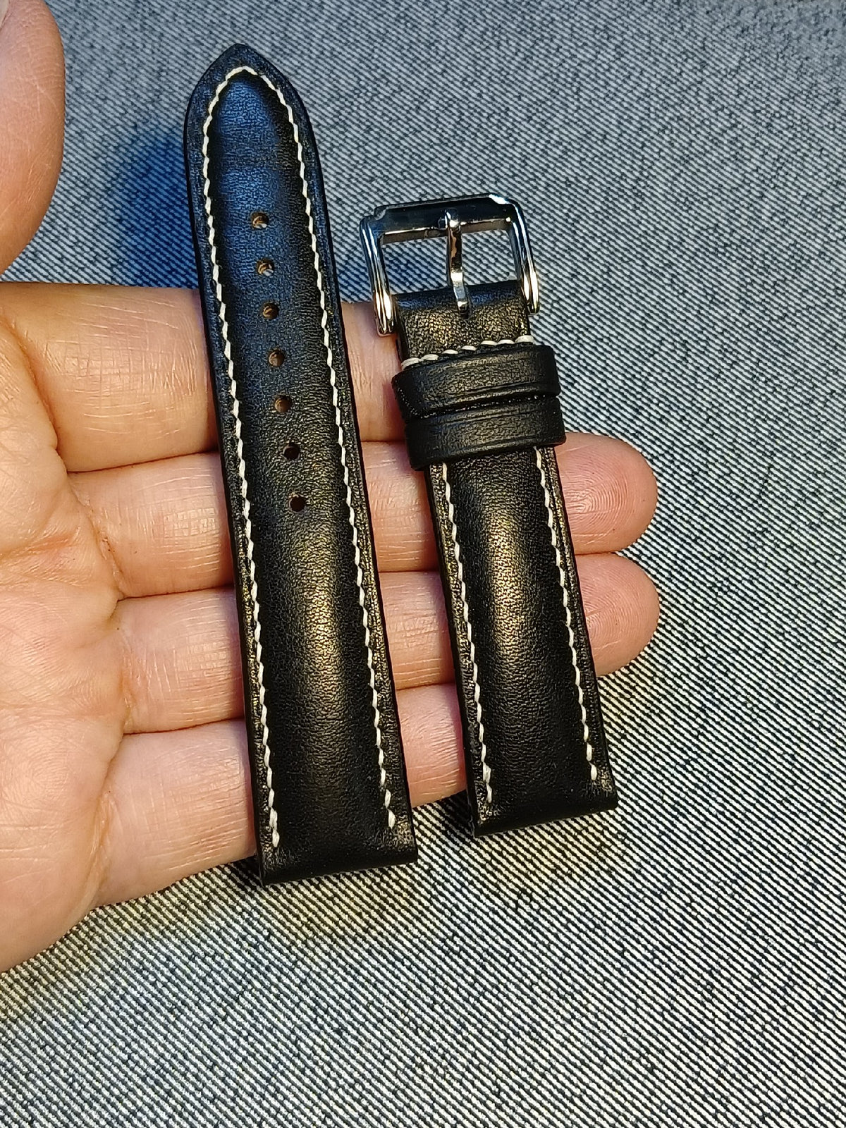 Black Leather Watch Strap 21mm to 18mm