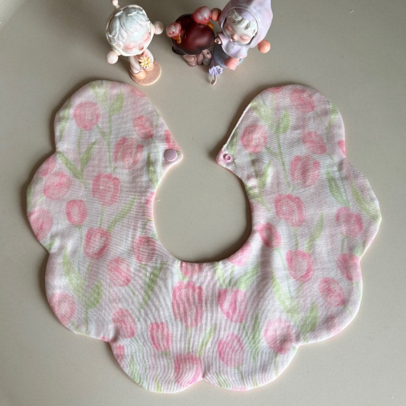 Bavaglino per neonato in garza di cotone stampa tulipano