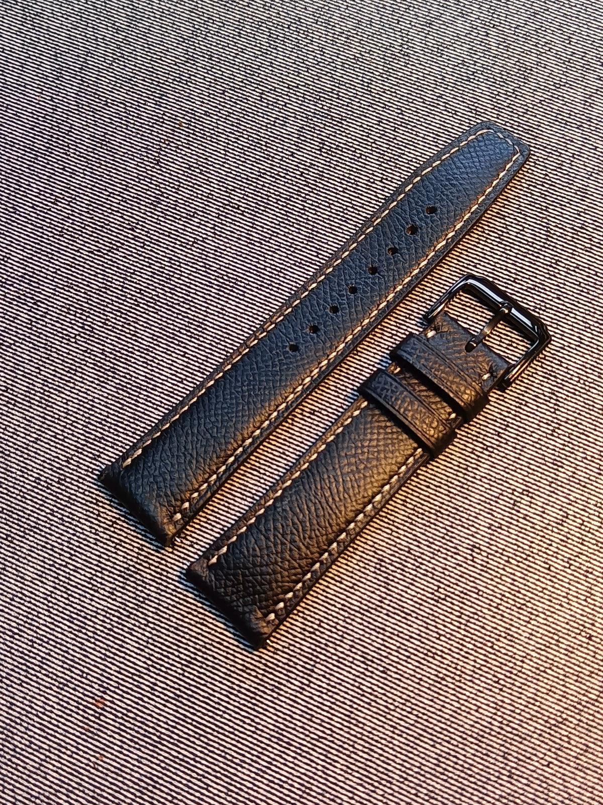 Black Epsom Leather Watch Strap 22mm