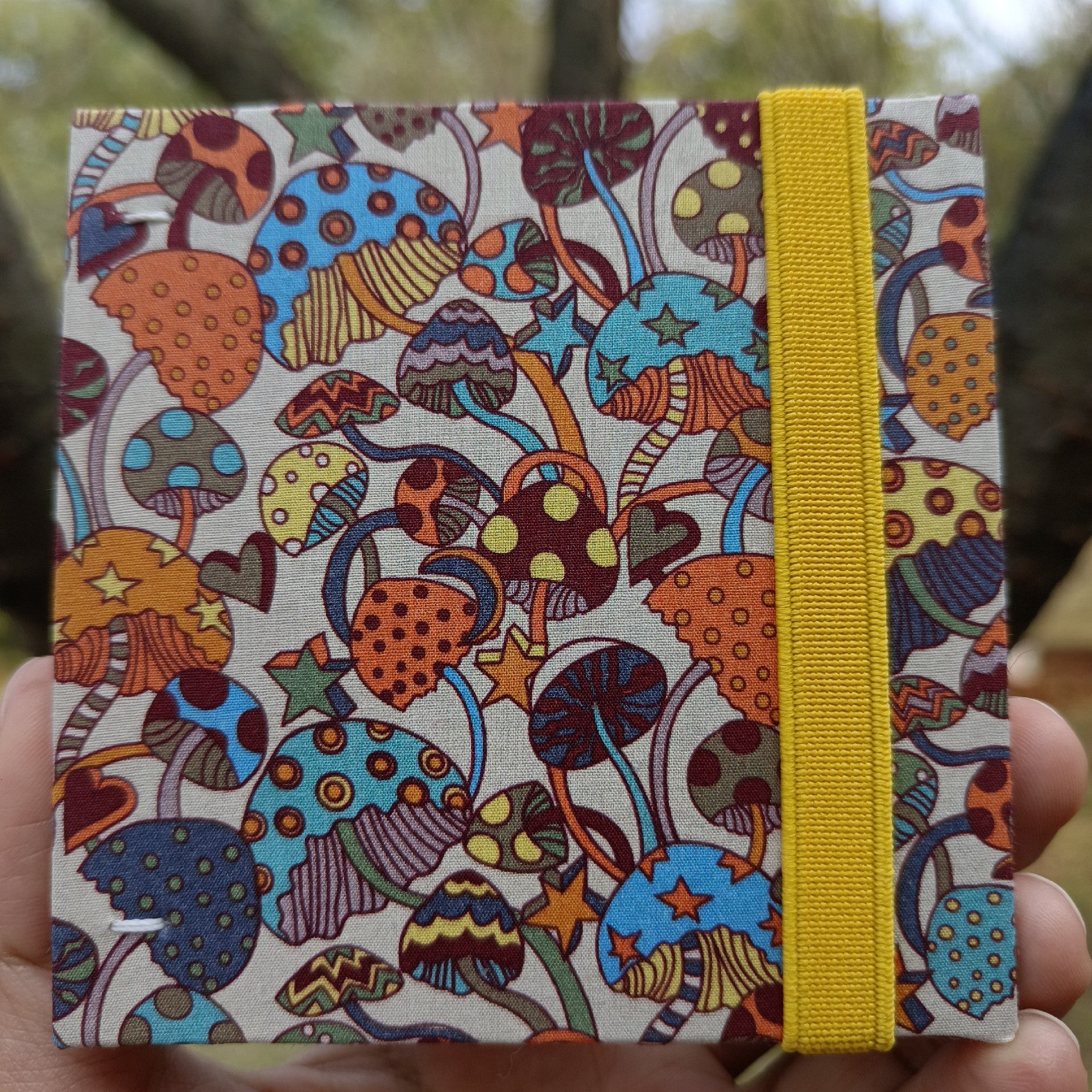 Customizable Liberty Fabric Watercolor Sketchbook with Mushroom Cover