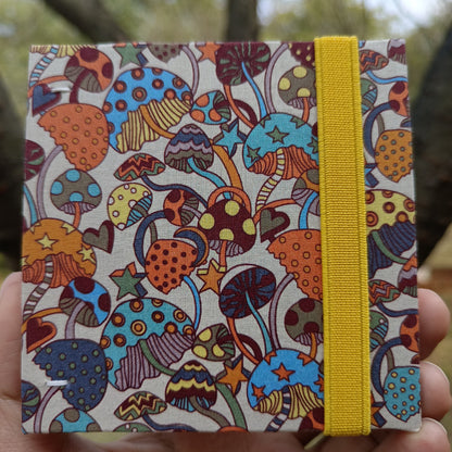 Customizable Liberty Fabric Watercolor Sketchbook with Mushroom Cover