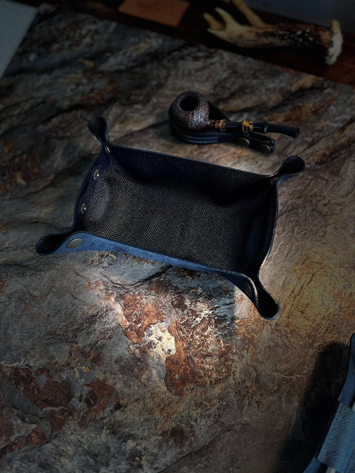Black Palm Leather Pipe Roll Up Kit