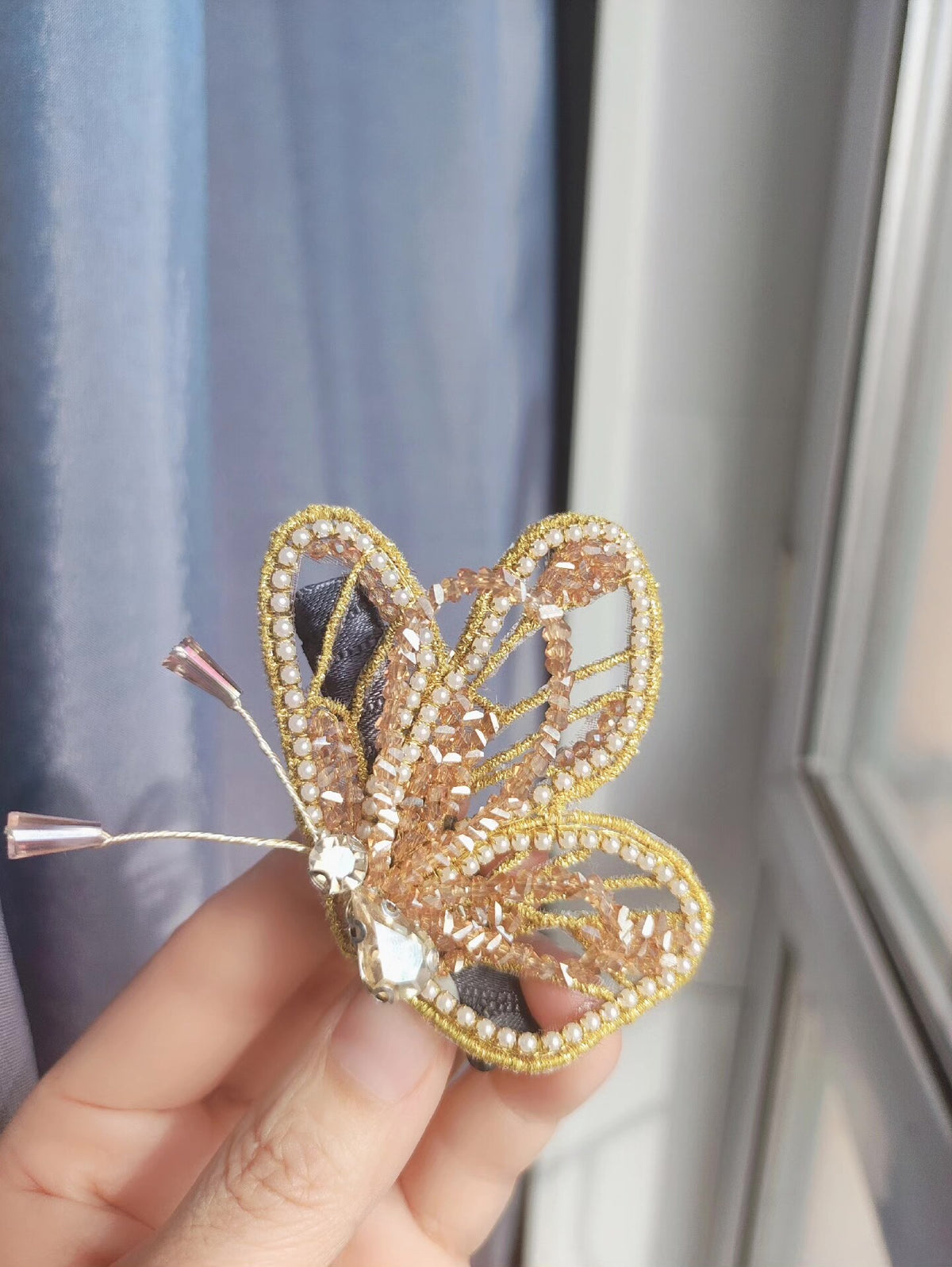 Butterfly Beaded Openwork Hair Clip