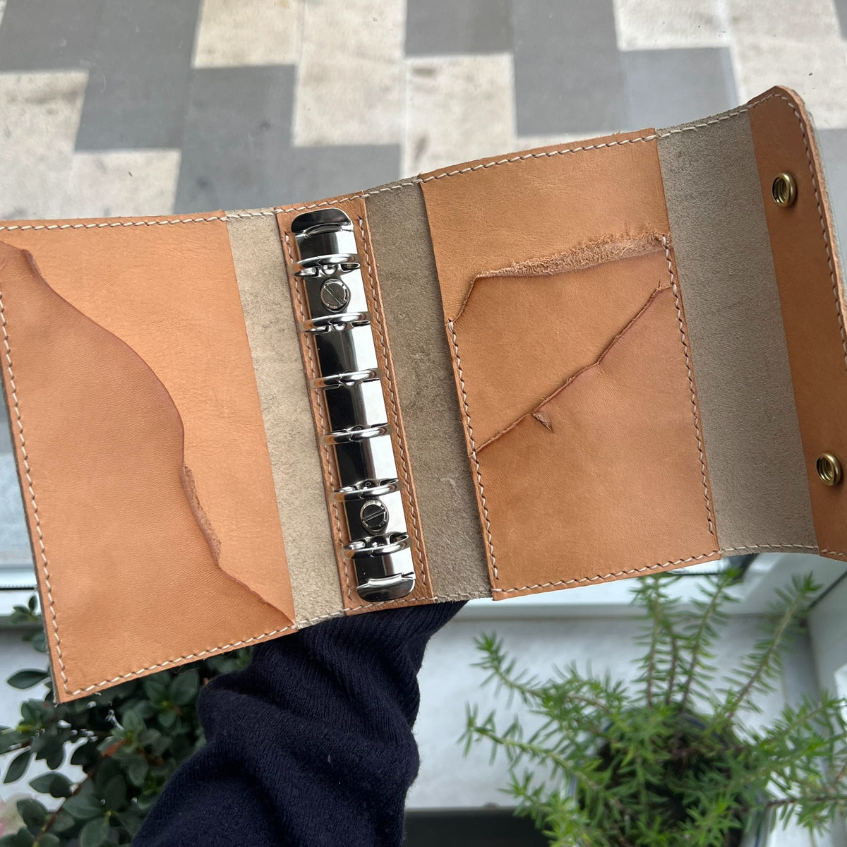 Engraved Leather Binder with Six Rings