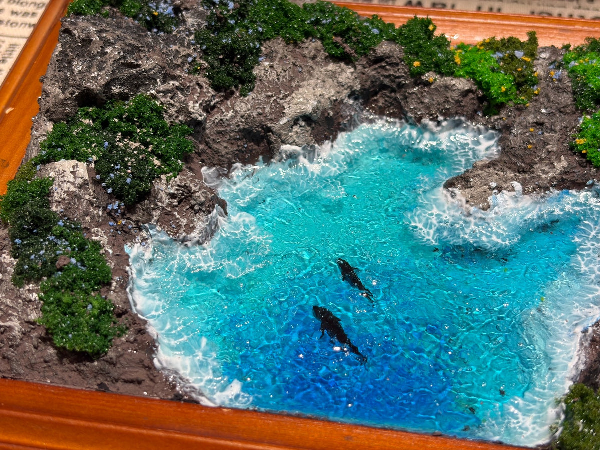 Wooden Frame Resin Ocean Diorama