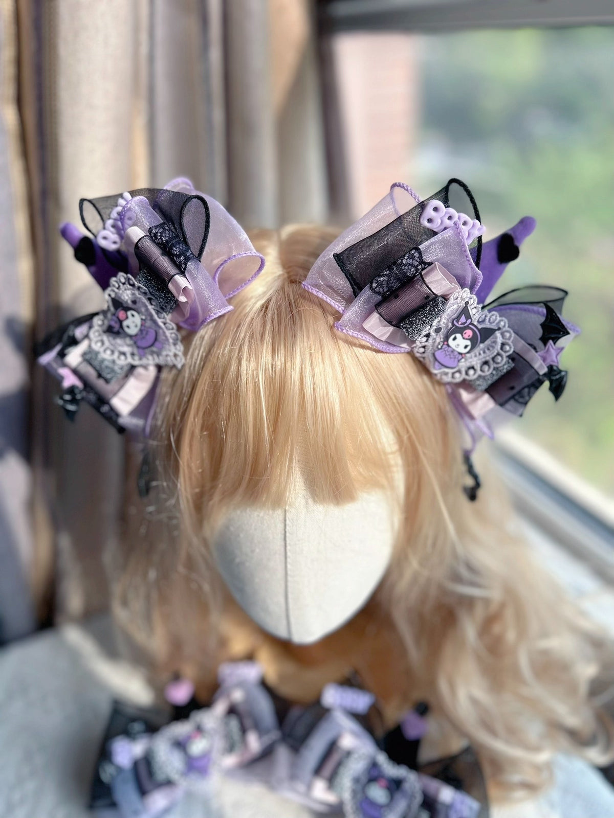 Kuromi Gothic Lolita Bow Hair Clips