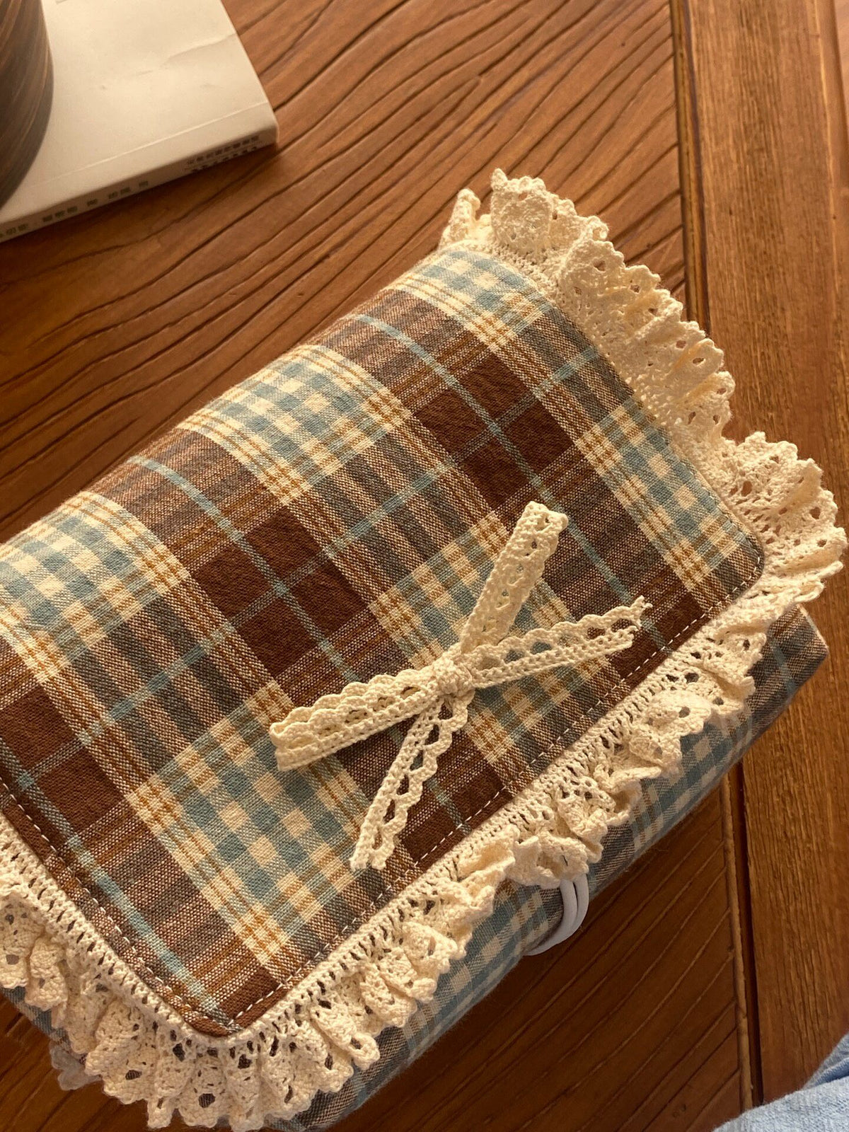 Plaid Lace Camera Cosmetics Storage Pouch