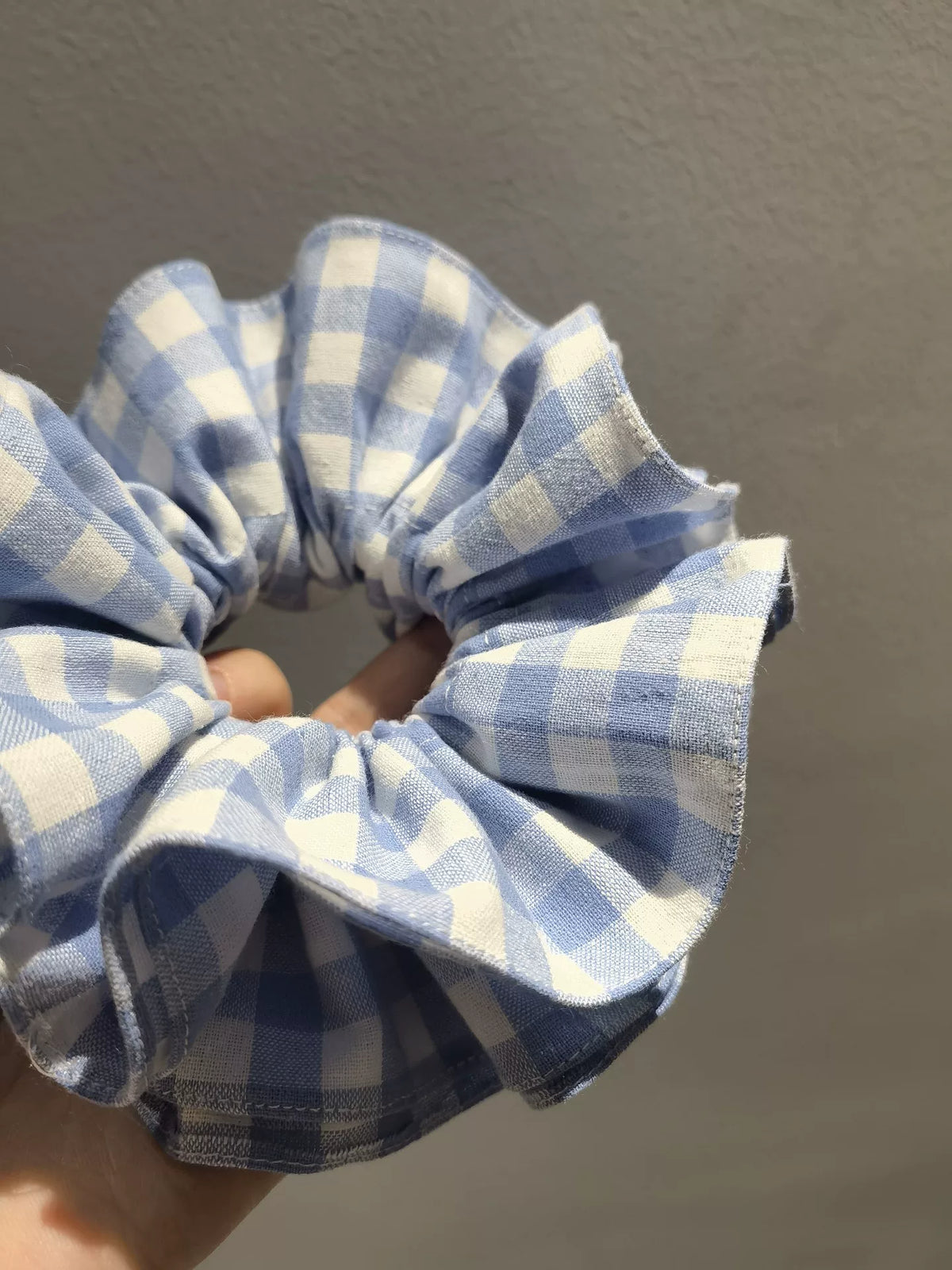 ハンドメイド 4層コットンギンガチェック ヘアシュシュシュ