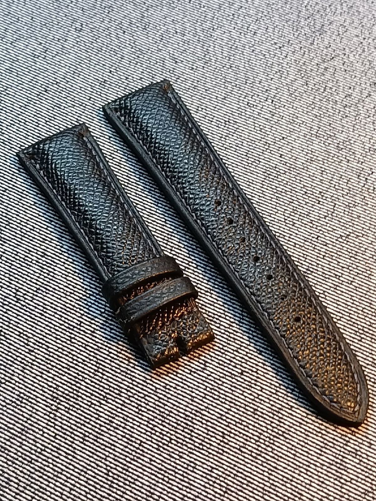 Black Epsom Leather Watch Strap 21mm