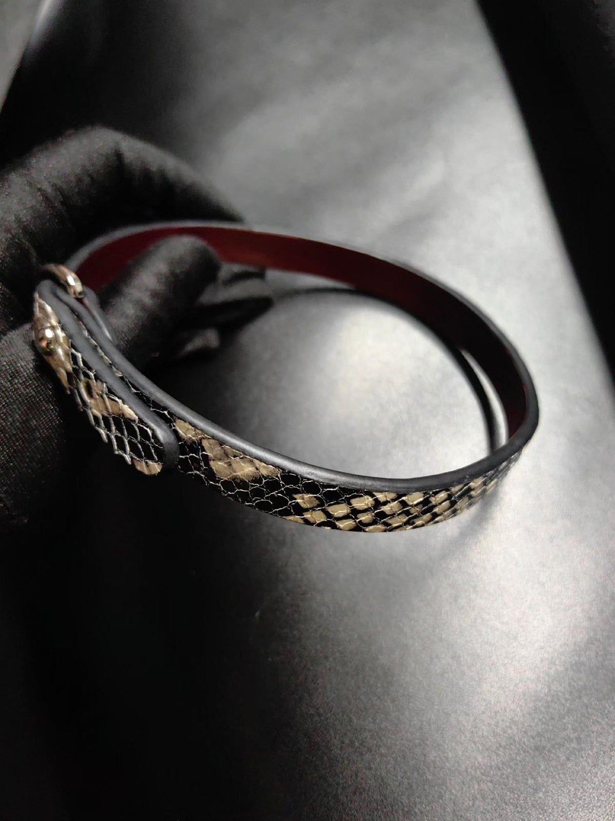 Handcrafted Snakeskin Leather Choker Necklace Bracelet