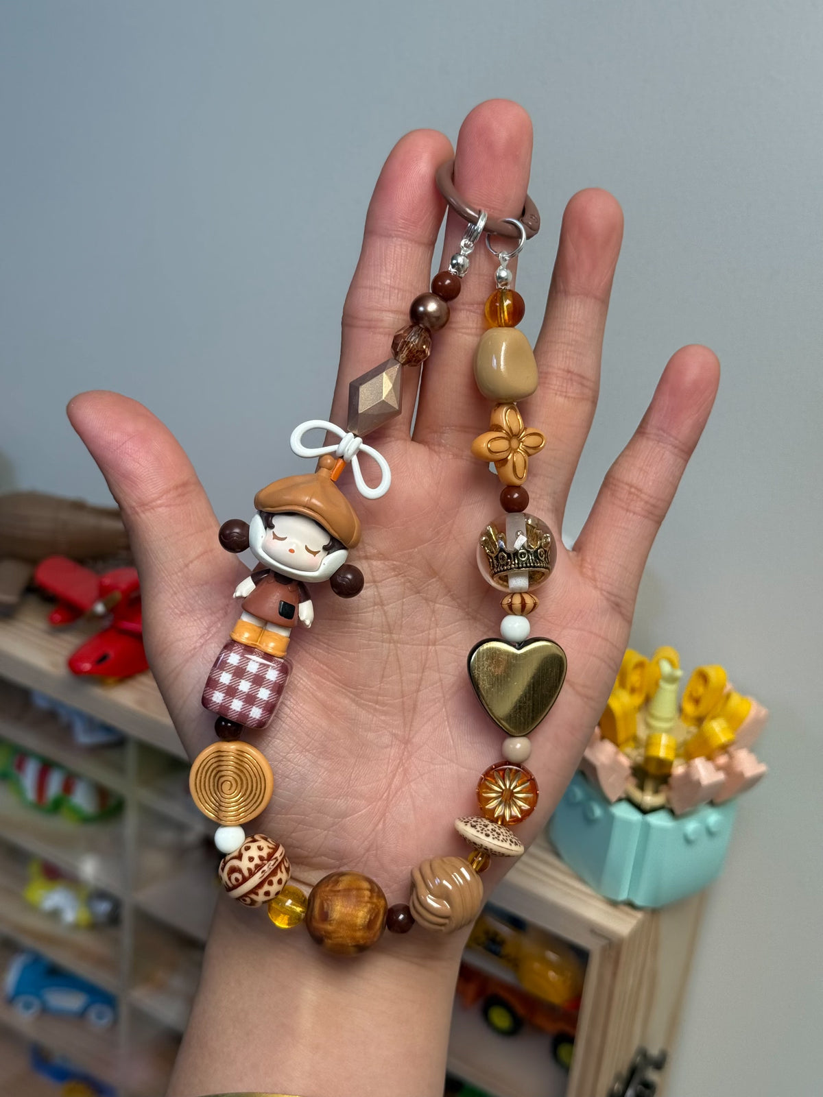 Beaded Phone Charm Bag Keychain