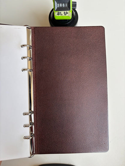 Handmade A5 Leather Ring Binder Cover with Silver Metal Rings