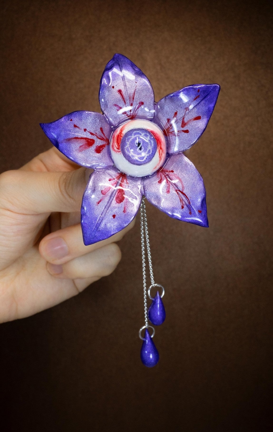Grotesque Eyeball Flower Clay Brooch Necklace Earrings