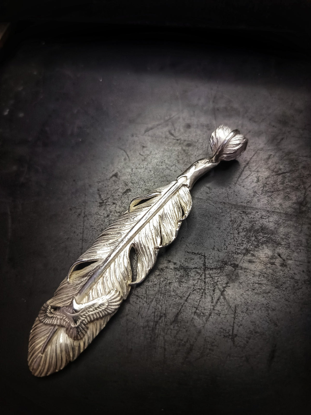 Handcrafted Silver Eagle Feather Ring