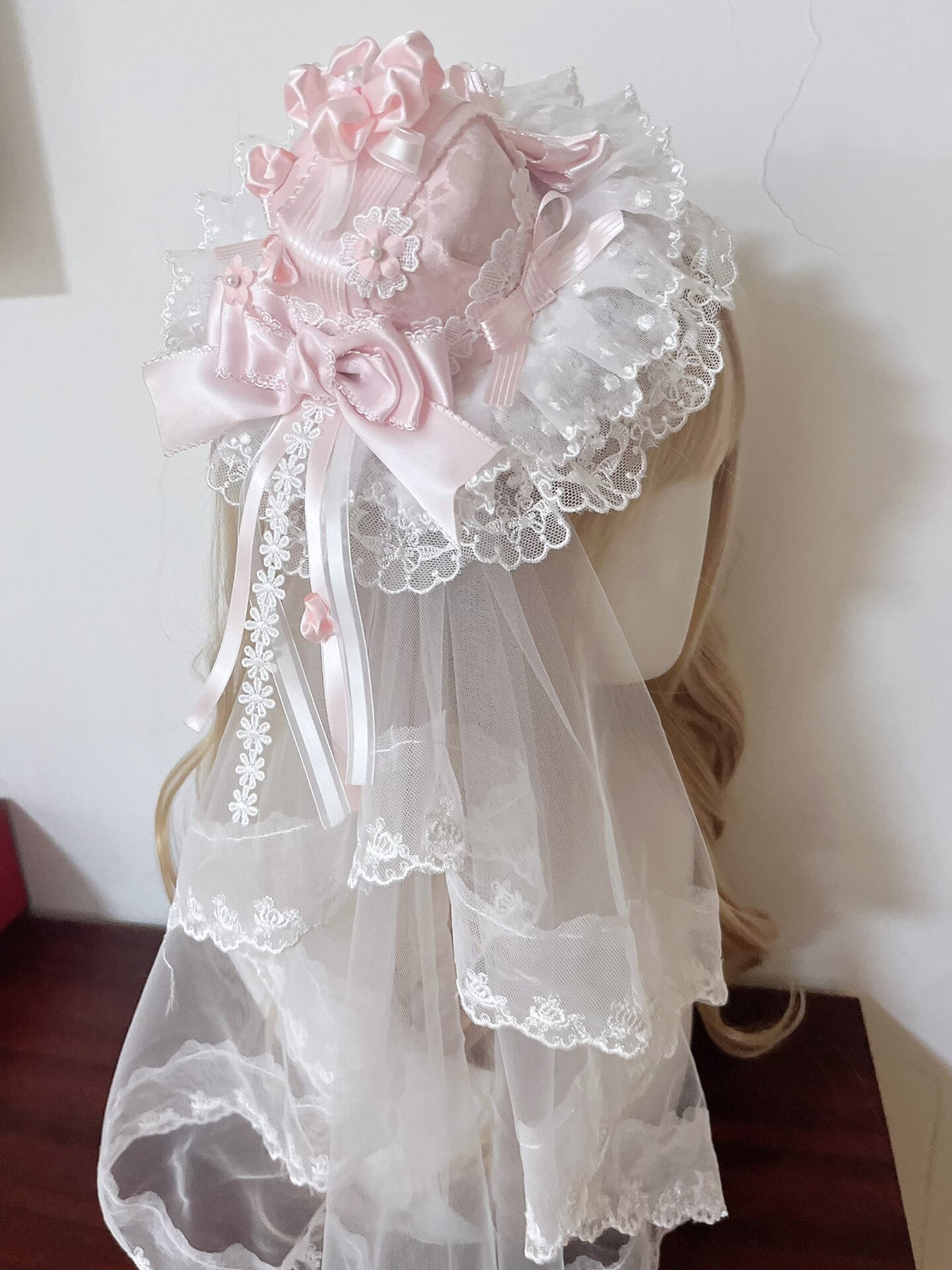 Pink Cherry Blossom Formal Hat with Veil