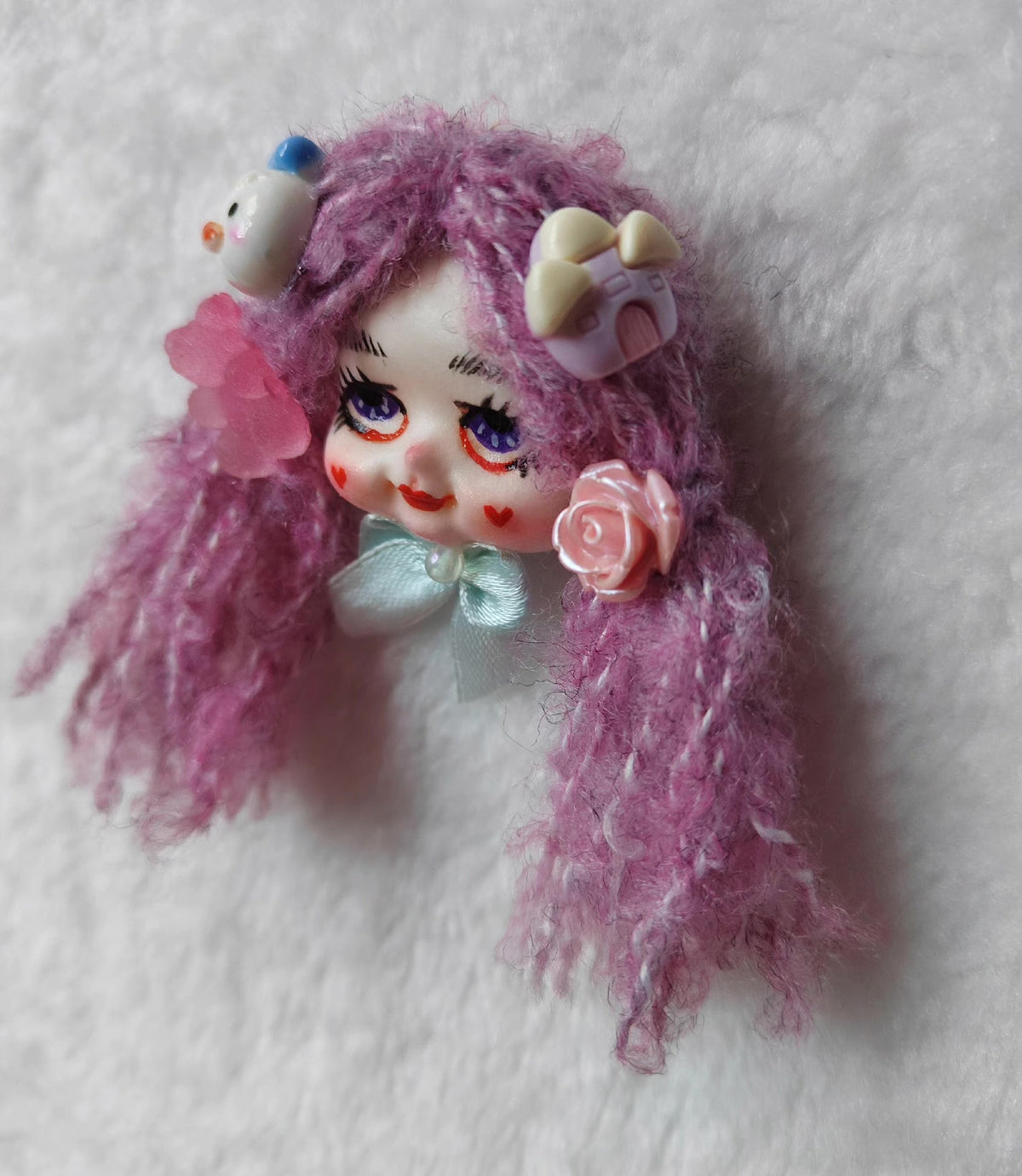 Clay Doll Head Brooch Lolita Bag Charm