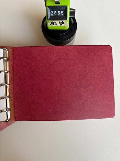 Self-Made M5-13 Ring Binder Notebook with Pueblo Leather Cover, Pink, 120mm x 168mm