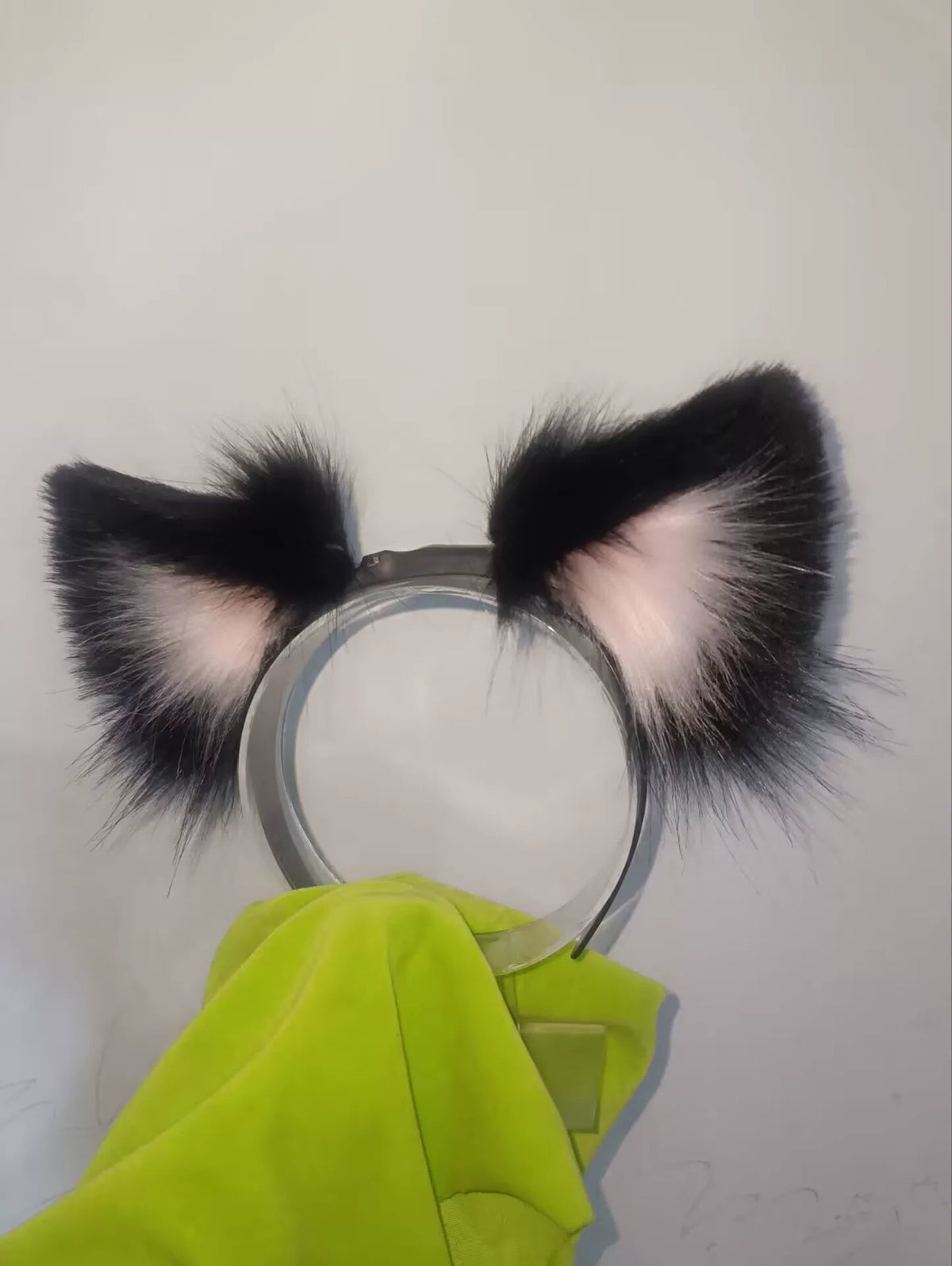 Black Faux Fur Moving Cat Ear Headband
