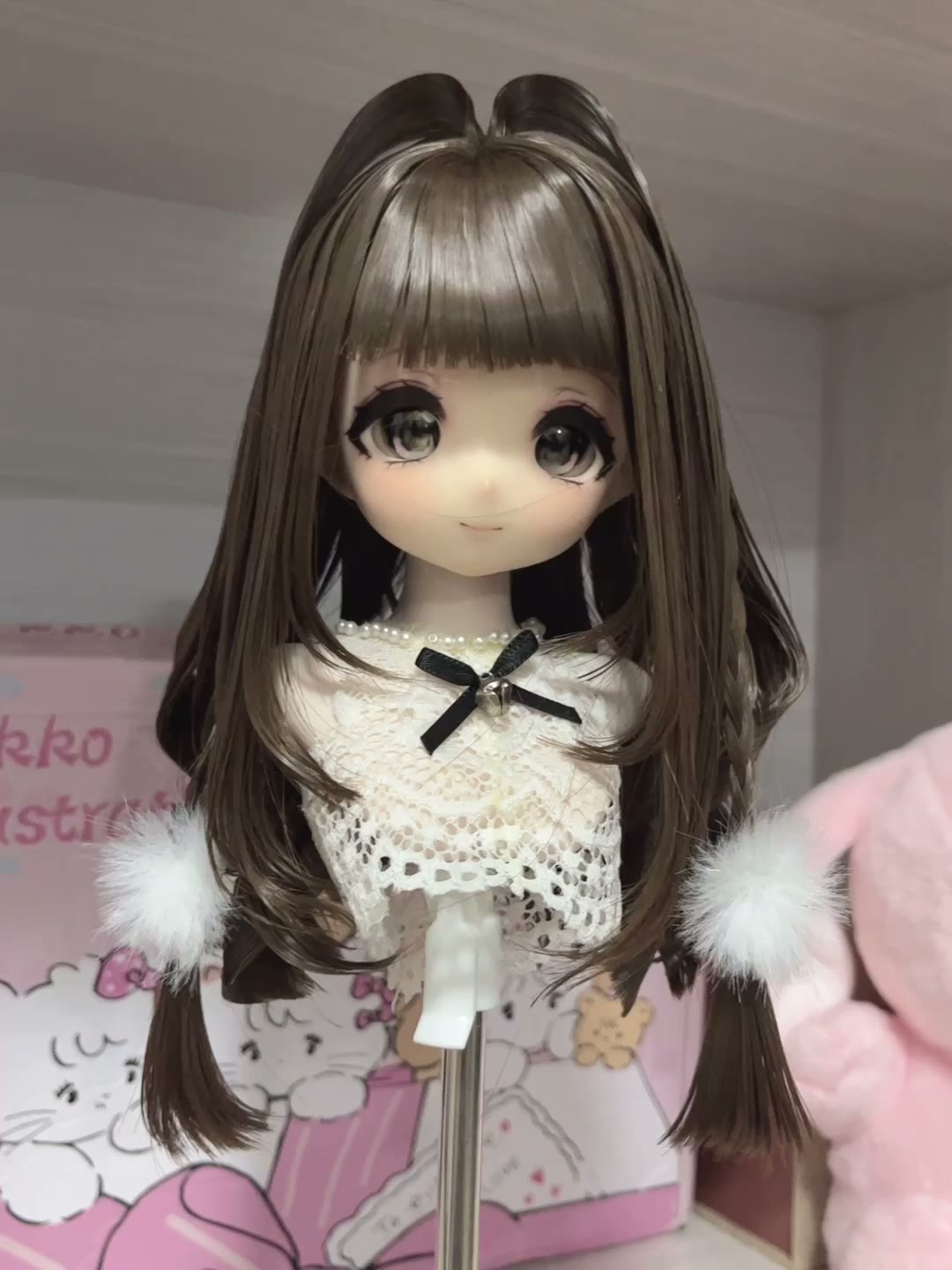 Doll Wig with Bunny Ear Buns Brown