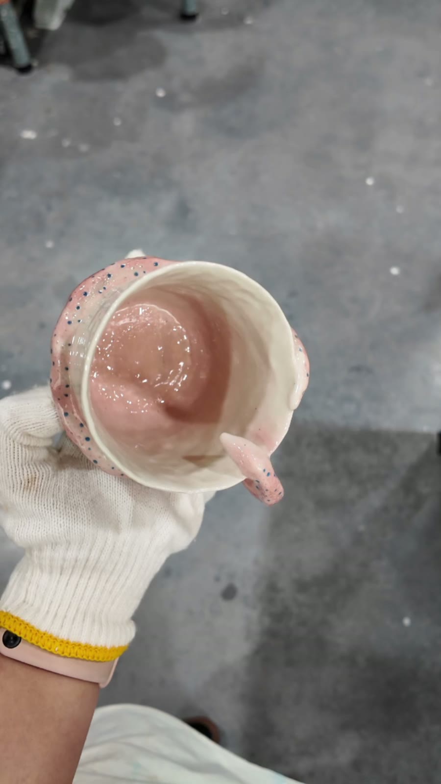 Handcrafted Ceramic Cup with Pink Snake Handle