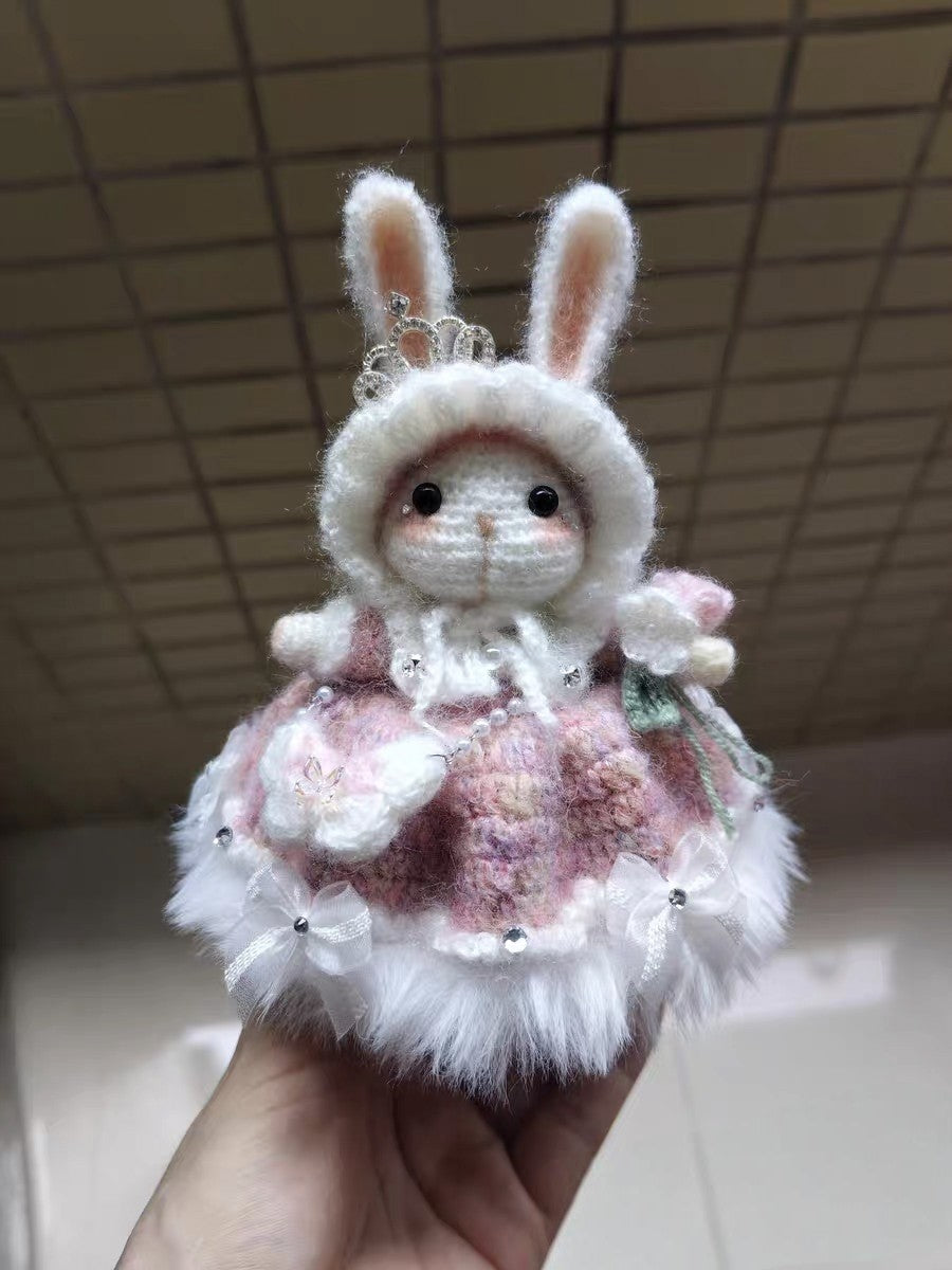 Handcrafted Crocheted Rabbit Figurine with Crown