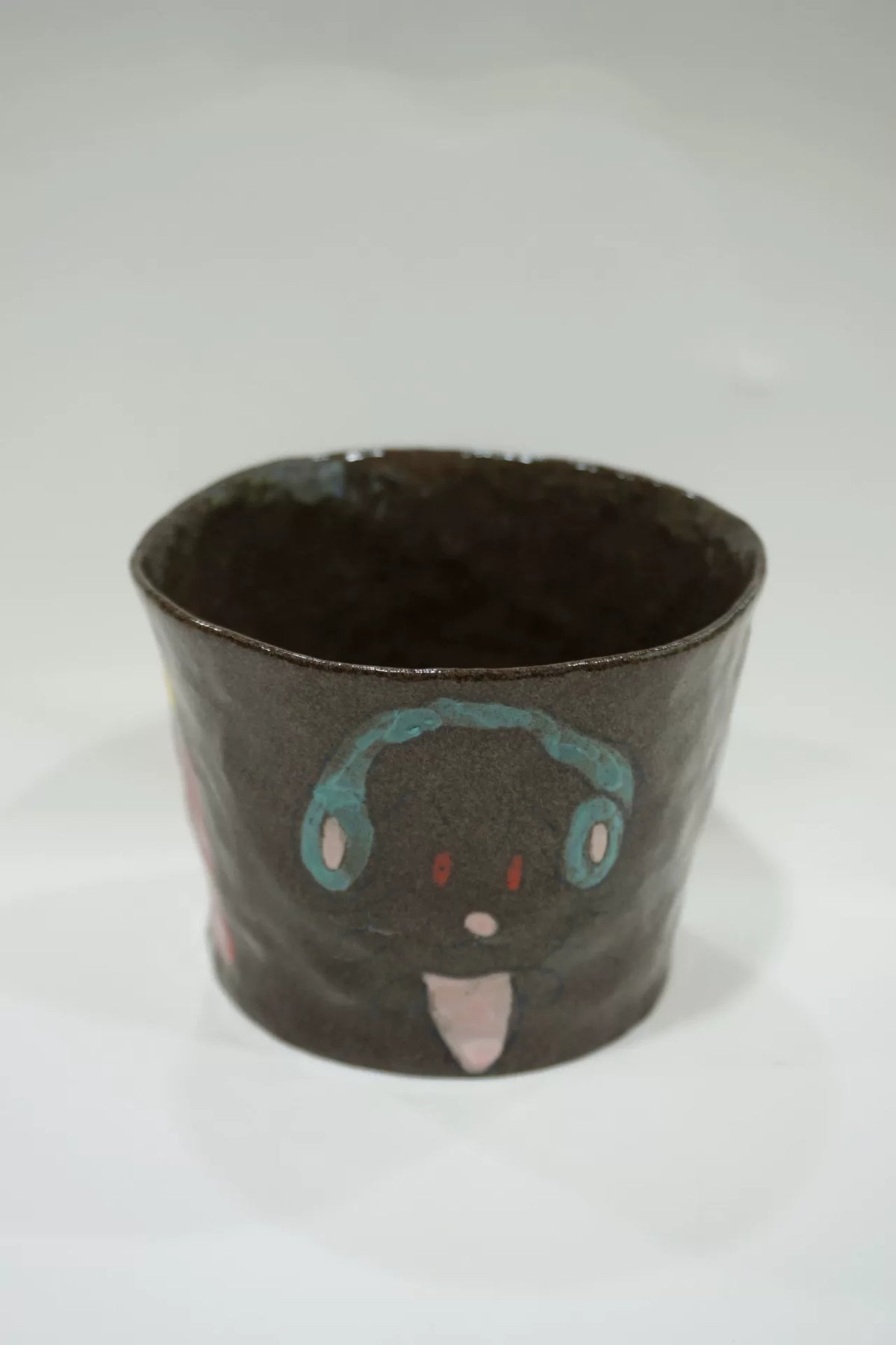 Handmade Ceramic Cup with Childlike Doodle Art