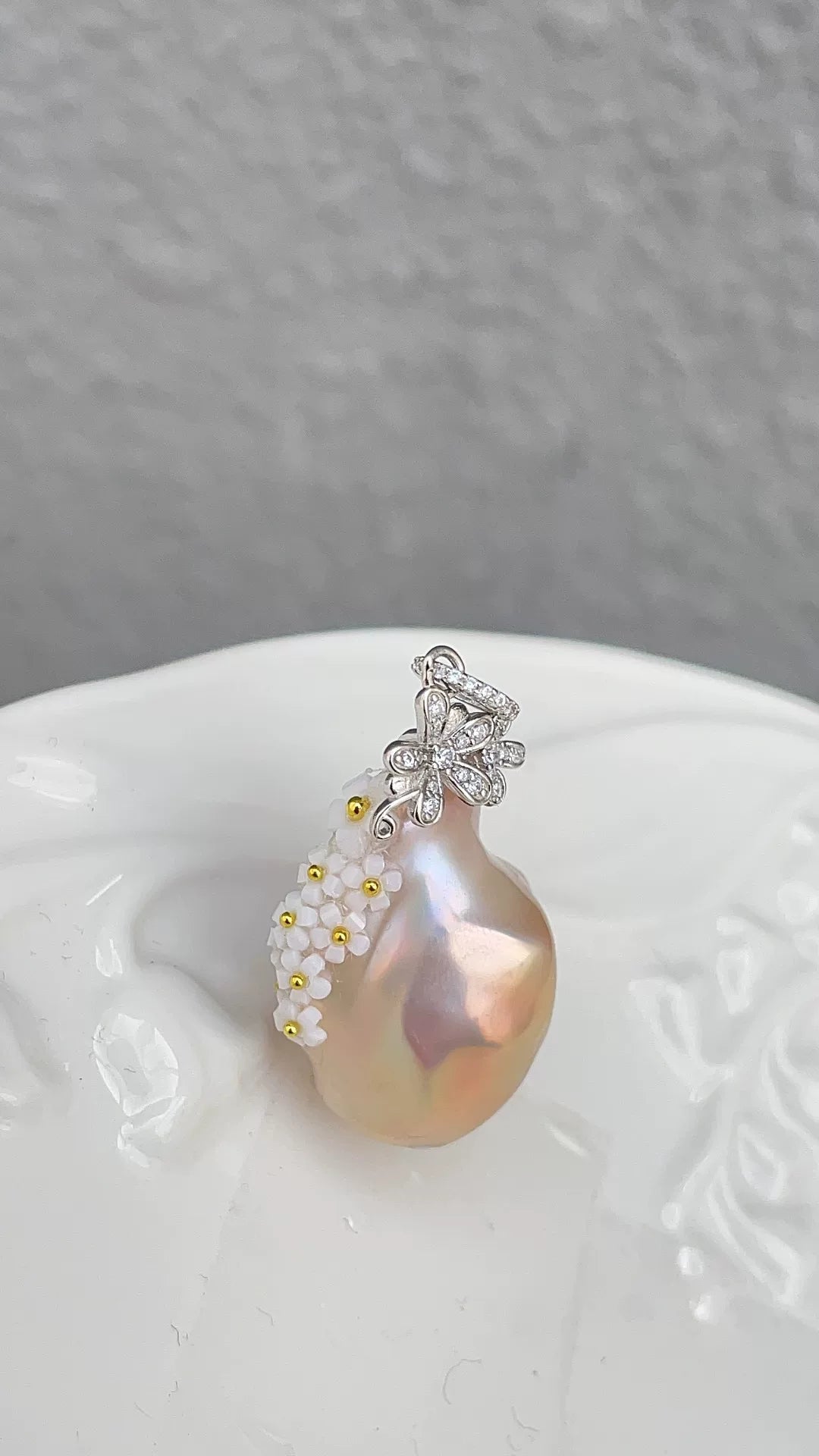 Aurora Metallic Baroque Pearl 925 Silver Pendant