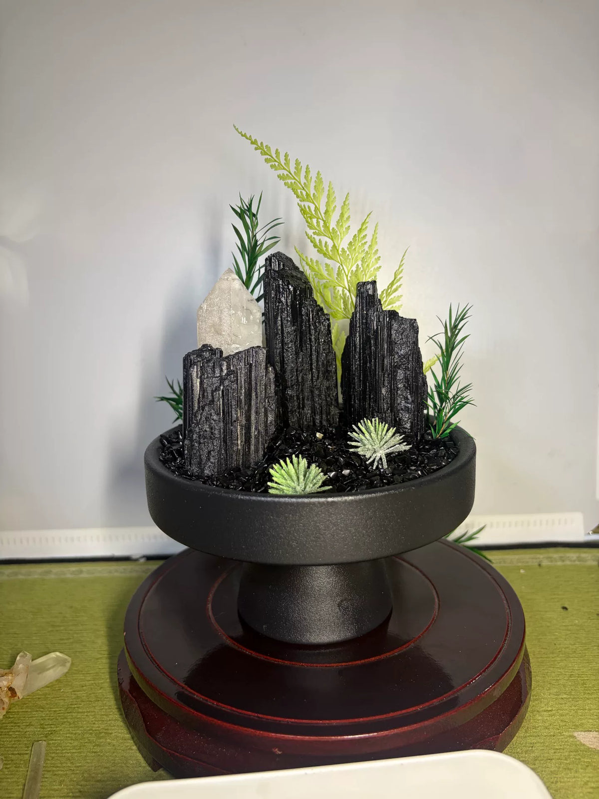 Crystal Bonsai Ornament with Black Tourmaline