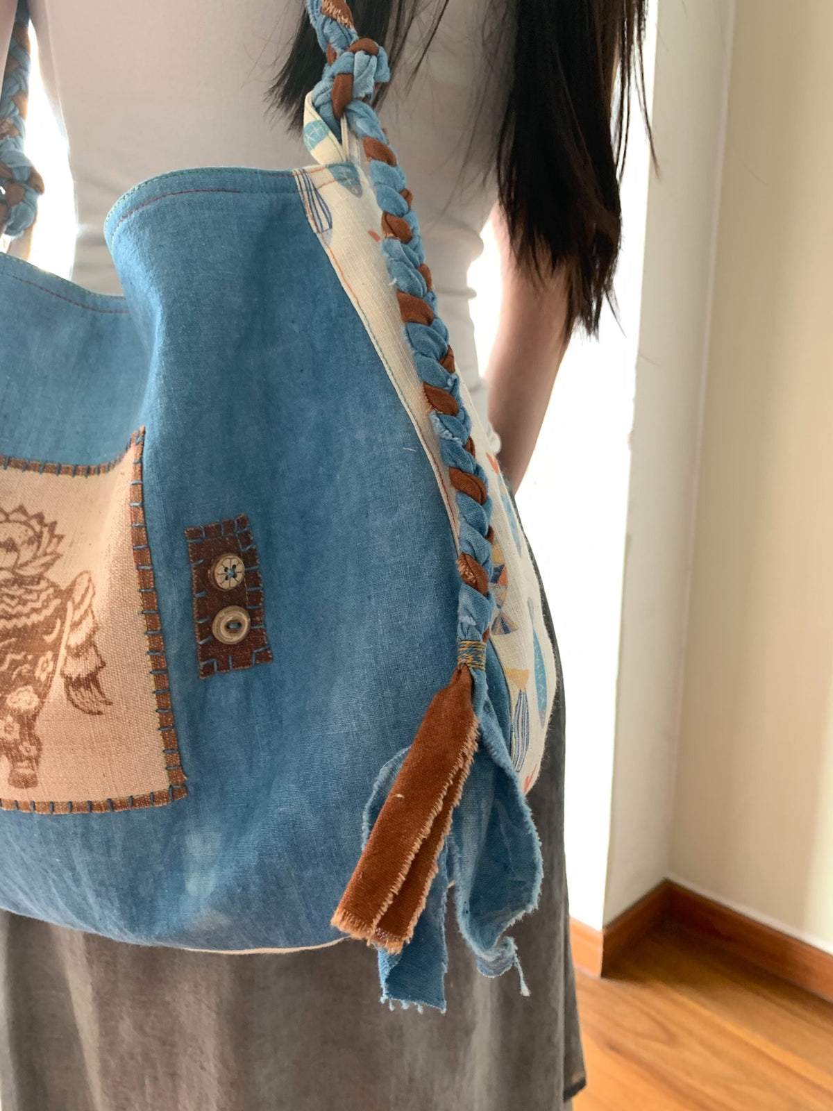 Handwoven Indigo Adjustable Crossbody Bag