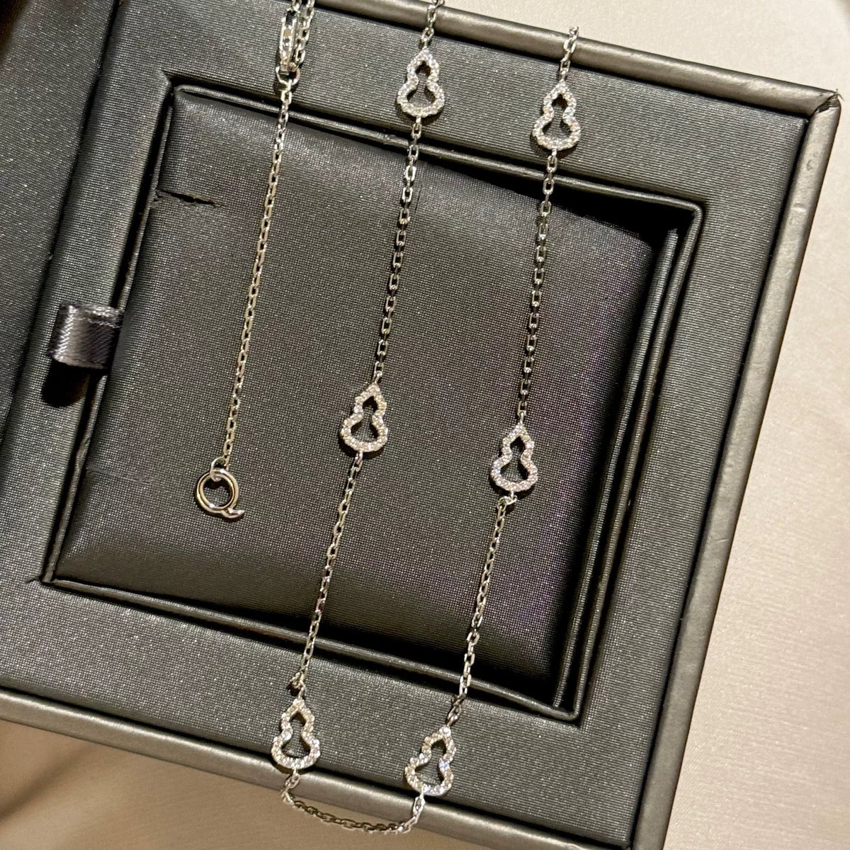S925 Zilveren Gourd Ketting met Koolstofstenen
