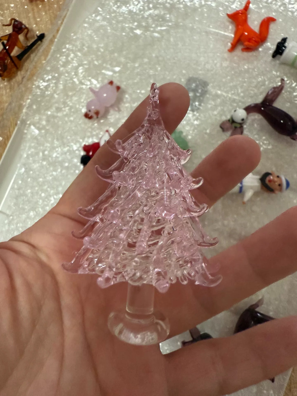 Handmade Liuli Glass Christmas Tree Figurine