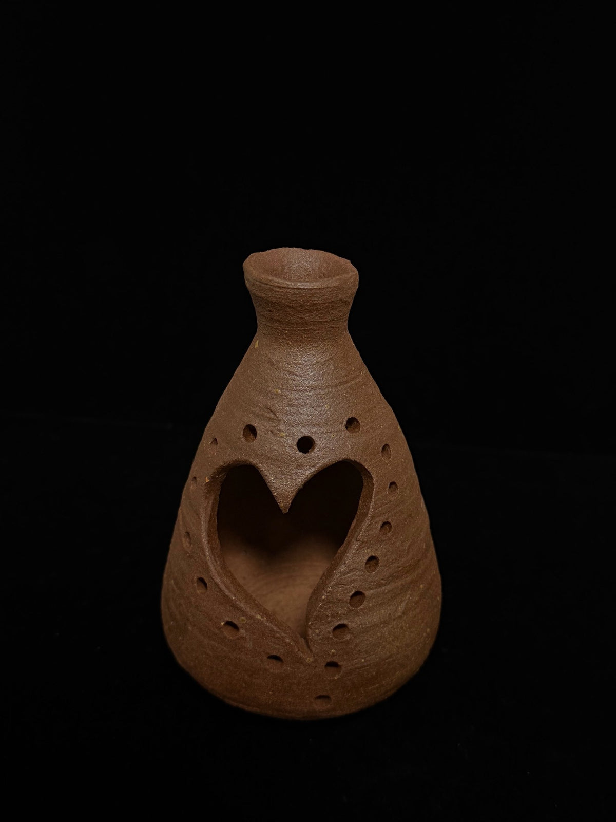 Handmade Clay Heart Vase Incense Burner